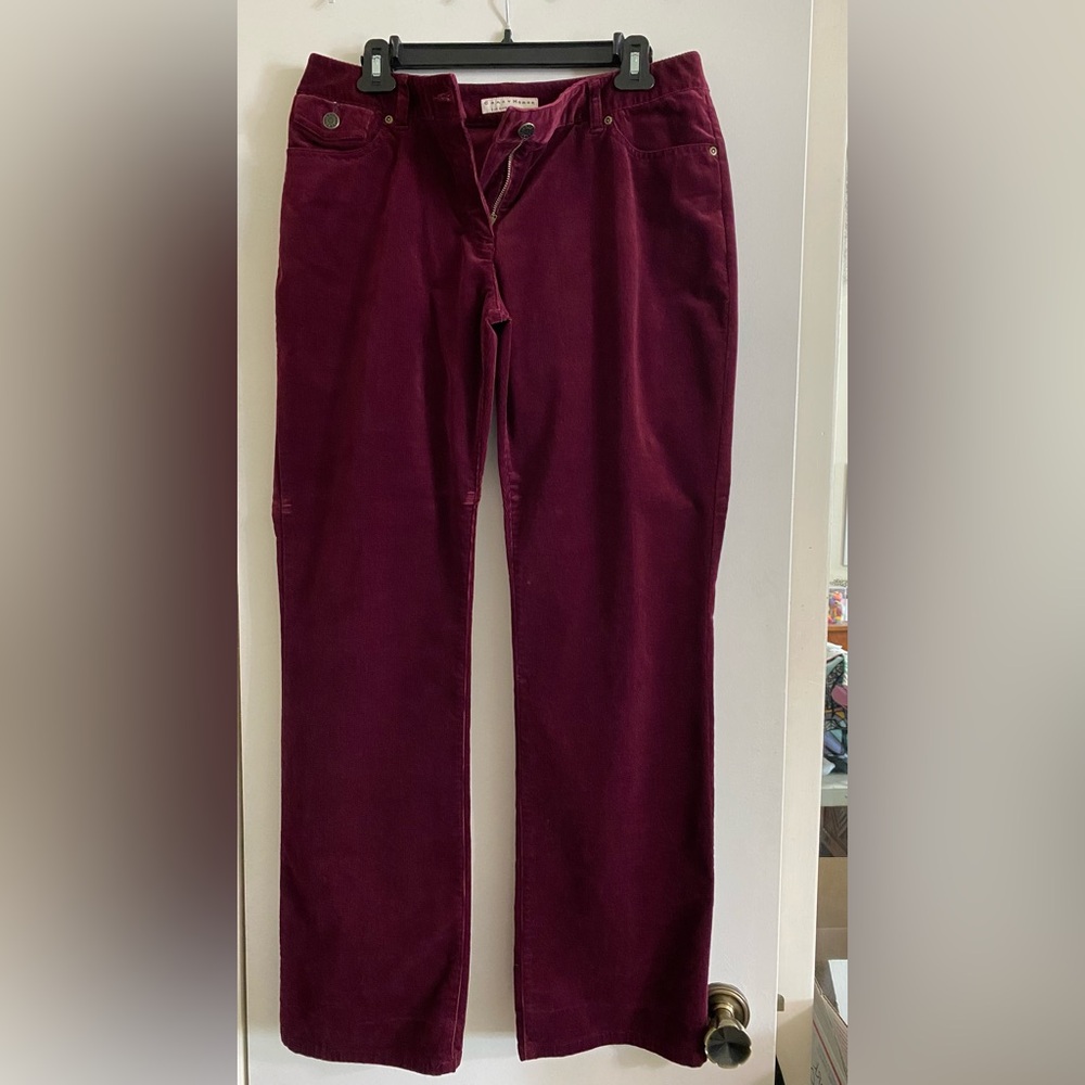 Vintage 1990s Crazy horse Liz Claiborne Deep Red Corduroy Trousers
